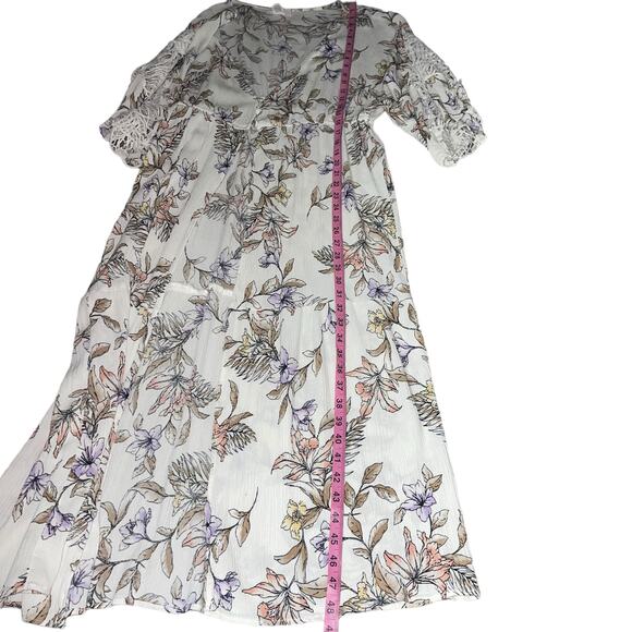 L.I.F.E Life Is For Eternity Floral Beach Cover Up Full Length Duster Size Large - Picture 10 of 13